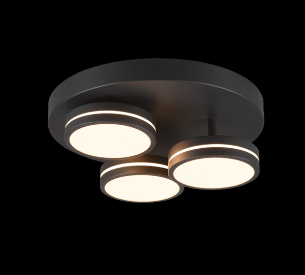 Trio 626510342 Franklin LED Přisazené stropní svítidlo | Teplá bílá | 3x8,5W | Černá