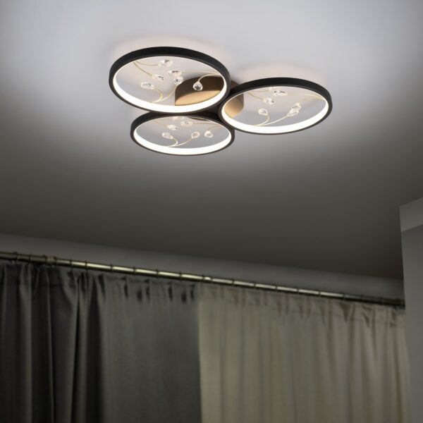 Trio 642110332 Groovy LED Přisazené stropní svítidlo | Teplá bílá | 30W | Černá