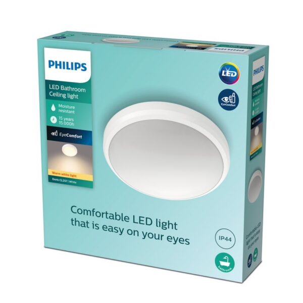 Philips 8718699758783 Doris LED Koupelnové stropní svítidlo | Teplá bílá | Bílá | 6W