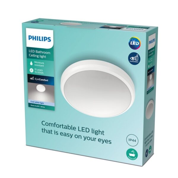 Philips 8718699758806 Doris LED Koupelnové stropní svítidlo | Přírodní bílá | Bílá | 6W