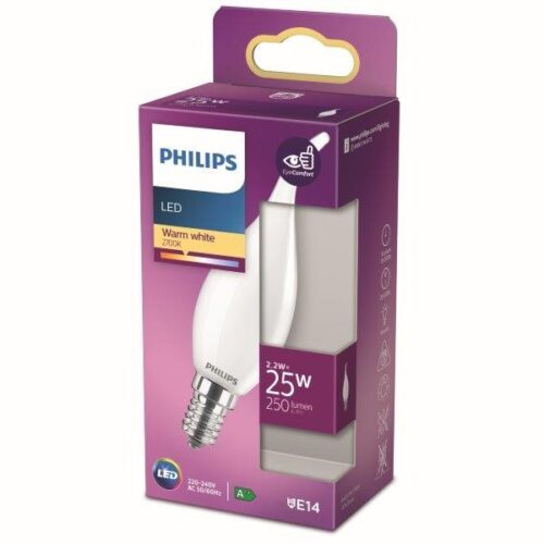 Philips 8718699762933 LED žárovka E14 | Teplá bílá | Bílá | 2,2W
