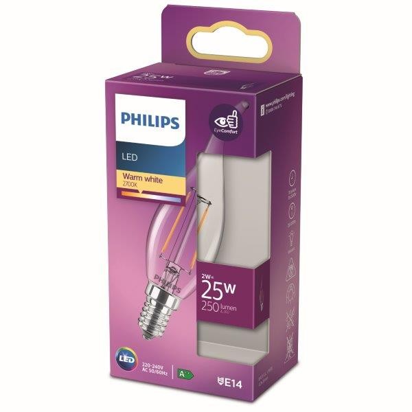Philips 8718699763190 LED žárovka E14 | Teplá bílá | Bílá | 2W