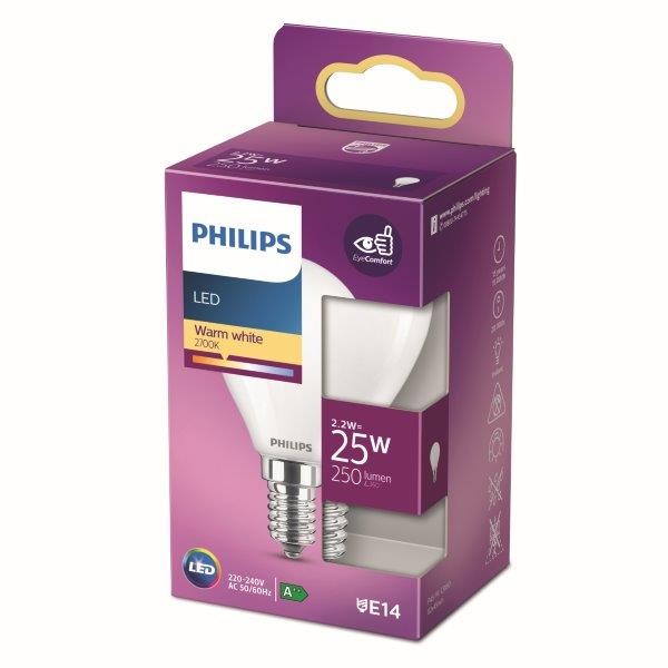 Philips 8718699763411 LED žárovka E14 | Teplá bílá | 2,2W