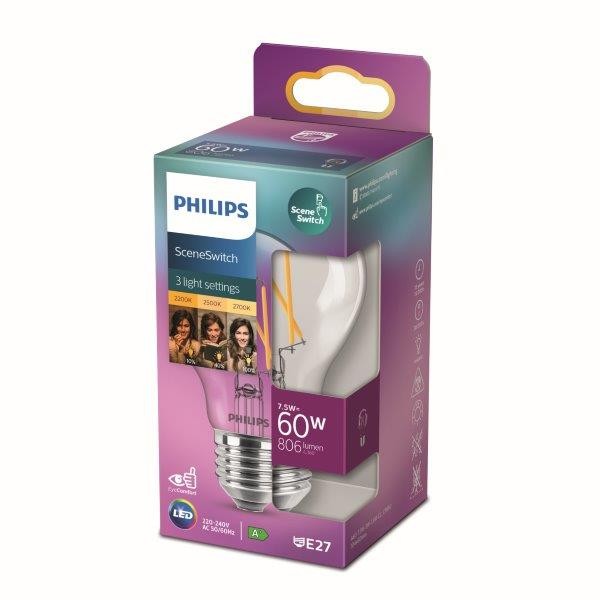 Philips 8718699772130 LED žárovka E27 | Variabilní | 7,5-3-1,6W