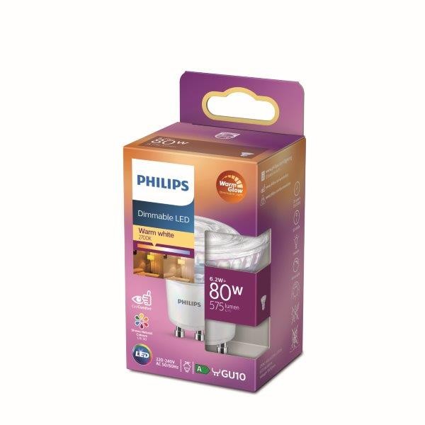 Philips 8718699774097 LED žárovka GU10 | Teplá bílá | 6,2W
