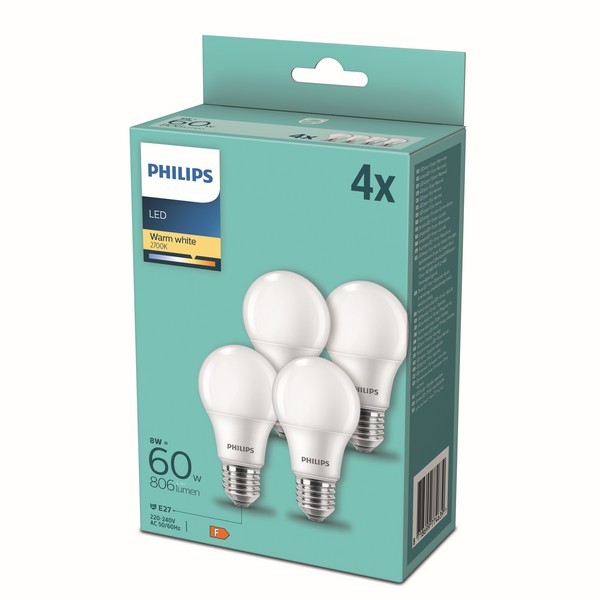 Philips 8718699774639 LED sada žárovek E27 | Teplá bílá | 4x8W