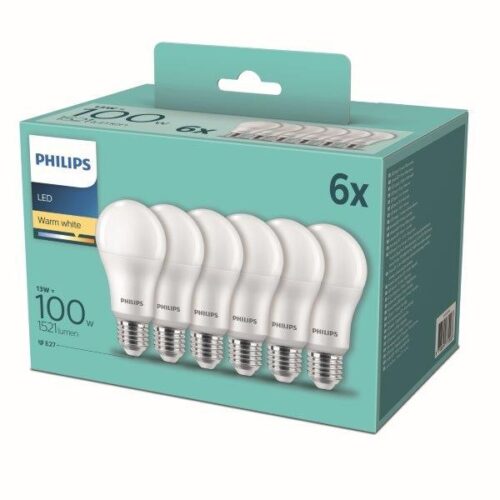 Philips 8718699775568 LED žárovka | Teplá bílá | Bílá | 6x13W