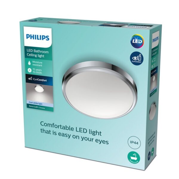Philips 8718699777258 Doris LED Koupelnové stropní svítidlo | Přírodní bílá | Chrom | Kov | 17W