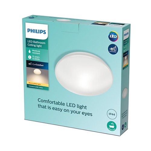 Philips 8718699777272 Canopus LED Koupelnové stropní svítidlo | Teplá bílá | Bílá | 17W