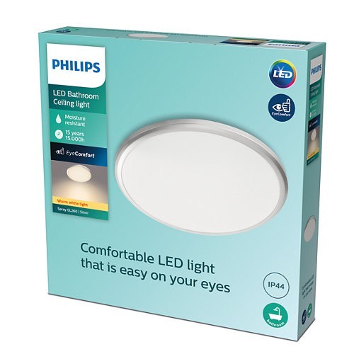 Philips 8718699777319 Spray LED Koupelnové stropní svítidlo | Teplá bílá | 12W