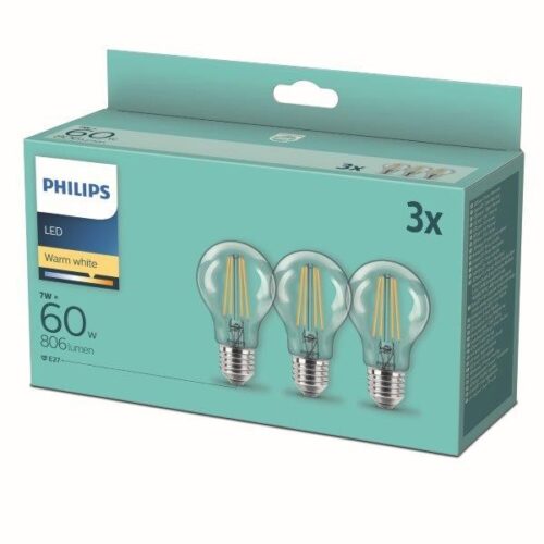Philips 8718699777777 LED sada žárovek E27 | Teplá bílá | 3x7W
