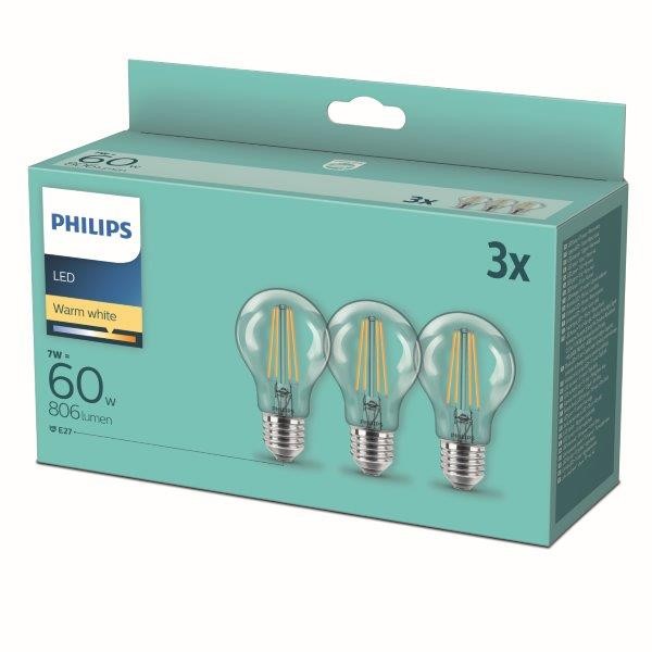 Philips 8718699777777 LED sada žárovek E27 | Teplá bílá | 3x7W