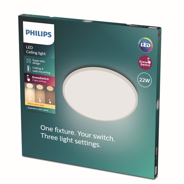 Philips 8719514327061 Super Slim LED stropní svítidlo | Teplá bílá | Bílá | 22W