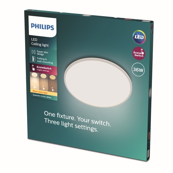 Philips 8719514327146 Super Slim LED stropní svítidlo | Teplá bílá | Bílá | 36W