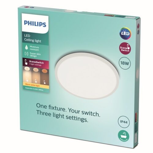 Philips 8719514327269 Super Slim LED stropní svítidlo | Teplá bílá | Bílá | 18W