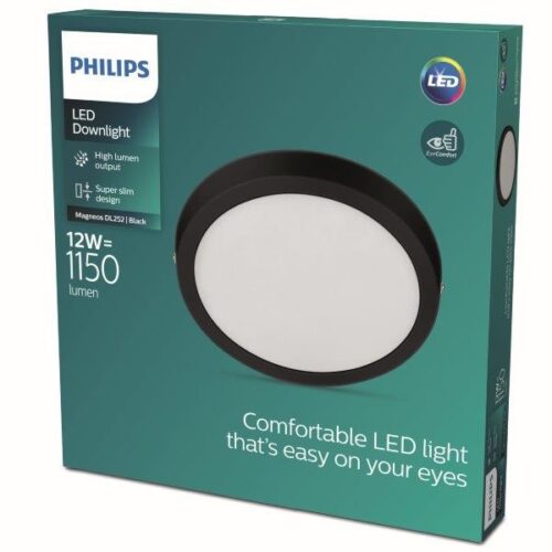 Philips 8719514328693 Magneos Slim LED stropní svítidlo | Teplá bílá | Černá | 12W
