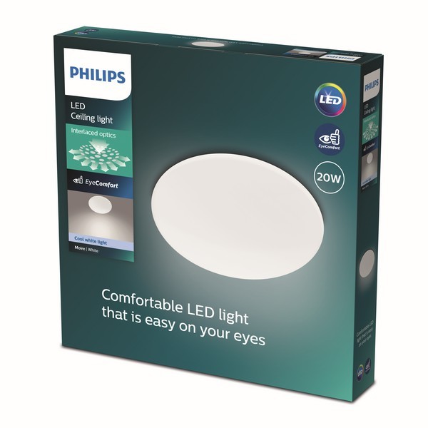 Philips 8719514334991 Moire LED stropní svítidlo | Teplá bílá | Bílá | 20W | 1