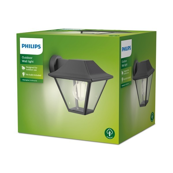Philips 8719514417571 Alpenglow Nástěnné venkovní světlo | E27 | Černá