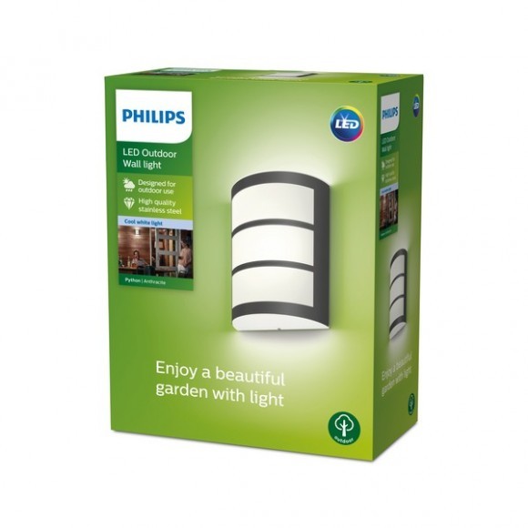 Philips 8719514417618 Python LED Nástěnné venkovní světlo | Teplá bílá | Černá | 6W