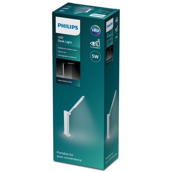 Philips 8719514420373 Amber LED Dotyková stolní lampa | Teplá bílá | Bílá | 5W