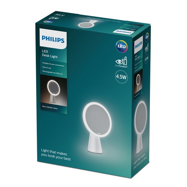 Philips 8719514420472 Mirror LED Dotyková stolní lampa | Variabilní | Bílá | 4,5W