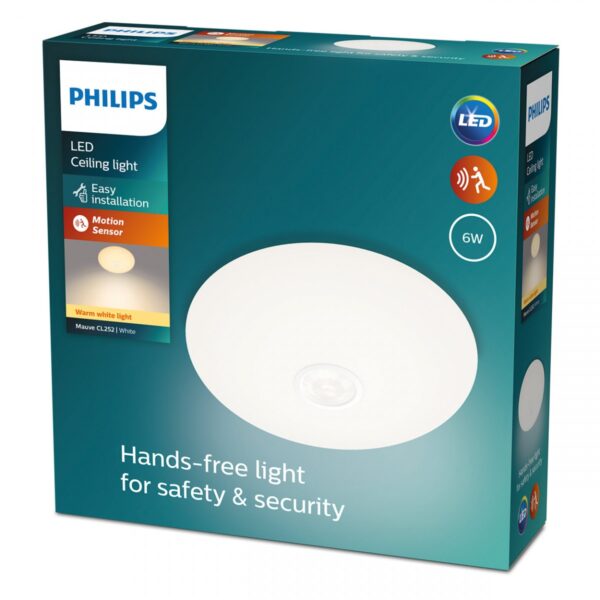Philips 8719514431805 Mauve LED stropní svítidlo | Teplá bílá | Bílá | 6W