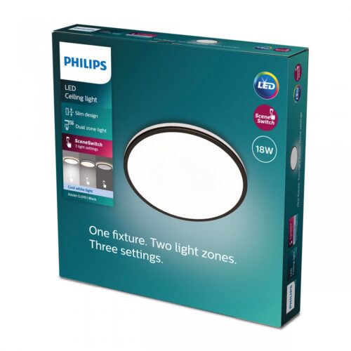 Philips 8719514431966 Ozziet LED stropní svítidlo | Přírodní bílá | 18W | Černá