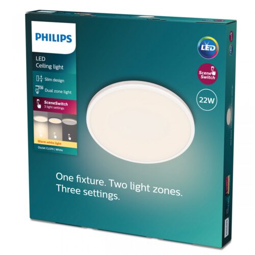 Philips 8719514431980 Ozziet LED stropní svítidlo | Teplá bílá | 22W | Bílá