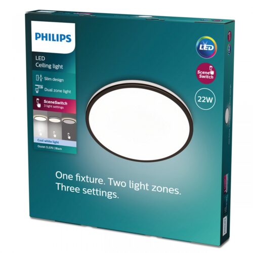 Philips 8719514432048 Ozziet LED stropní svítidlo | Přírodní bílá | 22W | Černá