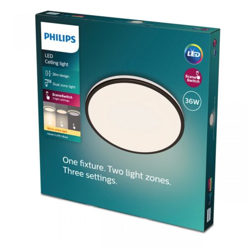 Philips 8719514432086 Ozziet LED stropní svítidlo | Teplá bílá | 36W | Černá