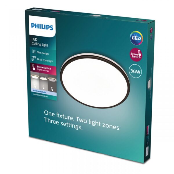 Philips 8719514432123 Ozziet LED stropní svítidlo | Přírodní bílá | 36W | Černá