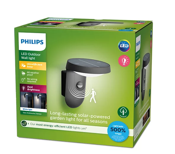Philips 8719514476912 Tyla LED Nástěnné venkovní světlo | Teplá bílá | Černá | 1,2W