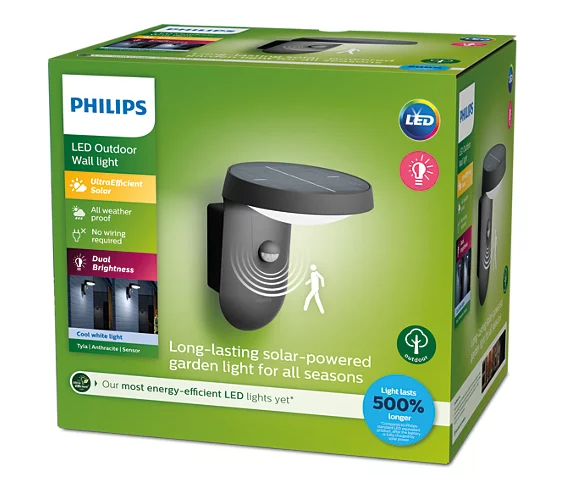 Philips 8719514476950 Tyla LED Nástěnné venkovní světlo | Přírodní bílá | Černá | 1,2W