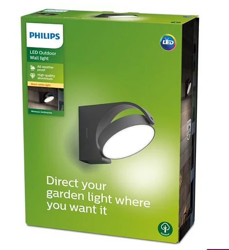 Philips 8719514477254 Mimosa LED Nástěnné venkovní světlo | Teplá bílá | Černá | 7W