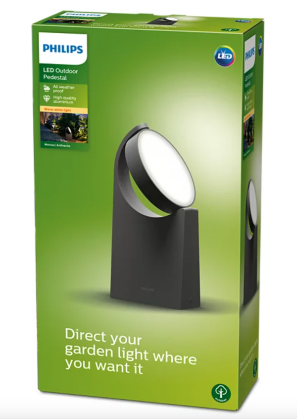 Philips 8719514477292 Mimosa LED Zahradní sloupkové světlo | Teplá bílá | Černá | 7W