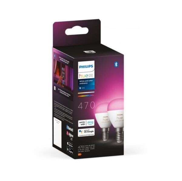 Philips Hue 8719514491281 Smart LED žárovka | E14 | RGB | Variabilní | 5,1W | Bílá