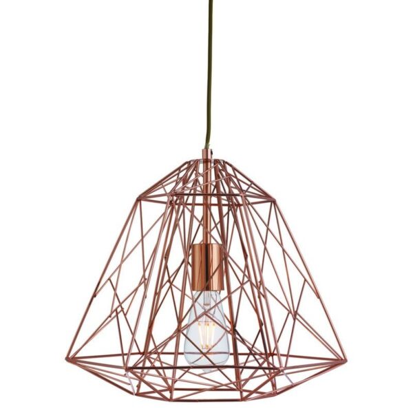 Searchlight 96007271CU Geometric Cage Lustr | E27 | Barevný kov | Měď