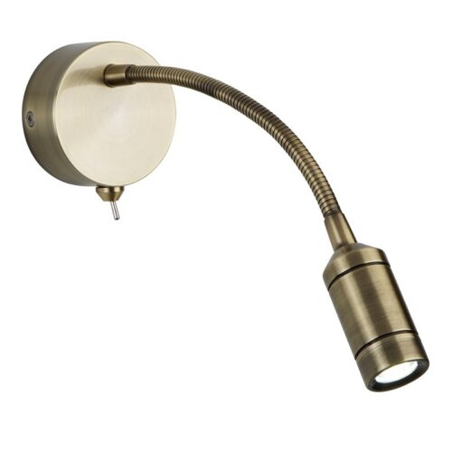Searchlight 962256AB LED Nástěnní svítidlo s vypínačem | Teplá bílá | Barevný kov | Mosaz | 0.5W