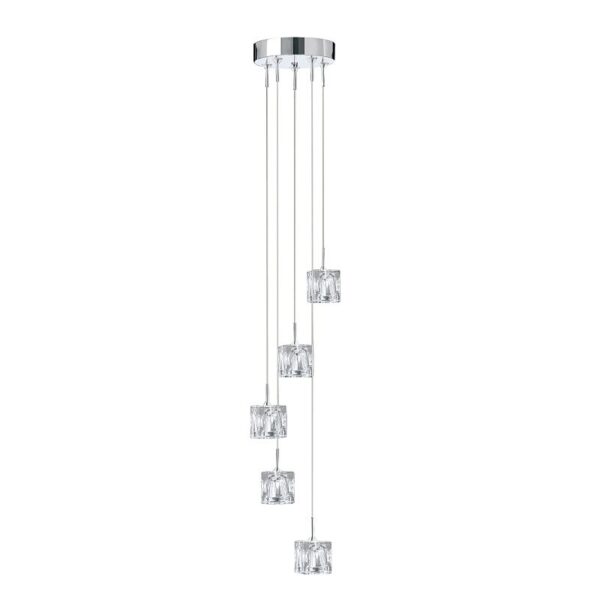Searchlight 966775-5-LED LED Křišťálový lustr | Teplá bílá | Chrom | Kov | 5x5W