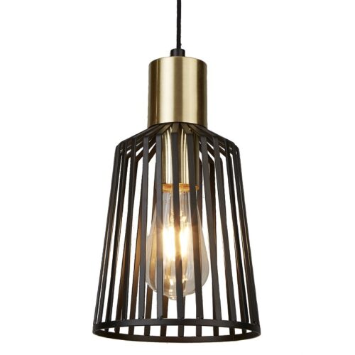 Searchlight 969412BK Bird Cage Lustr | E27 | Barevný kov | Černá | Mosaz