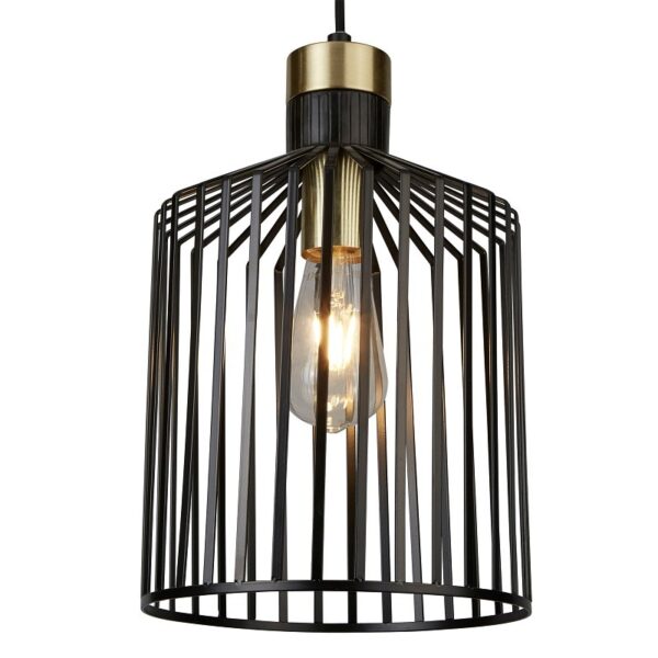 Searchlight 969413BK Bird Cage Lustr | E27 | Barevný kov | Černá | Mosaz