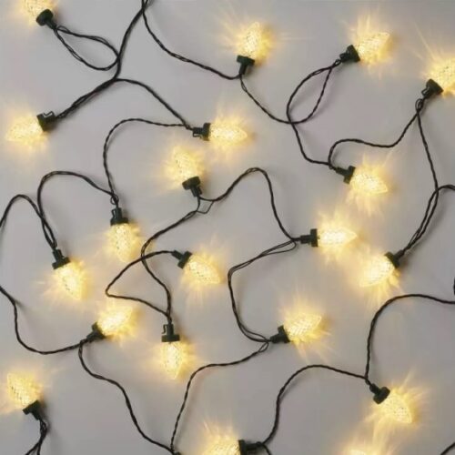 Emos D5ZW01 LED vánoční světelný řetěz – šišky Retro 9,8m 3,6W | 50LED | 2700K | IP44 - 8 módů, teplá bílá, zelená