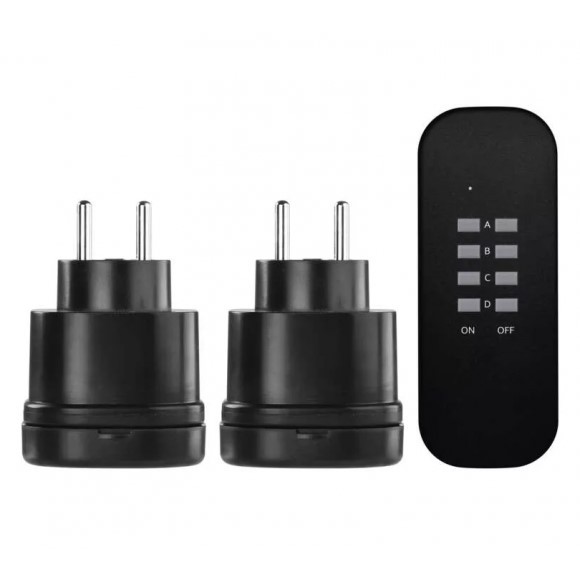 Emos P0067 dálkově ovládané zásuvky + dálkový ovladač - set 2 zásuvky, černá