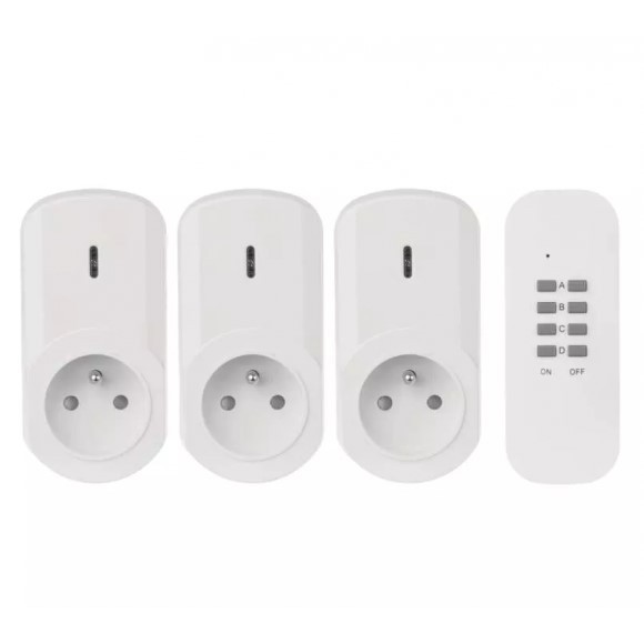 Emos P0070 dálkově ovládané zásuvky + dálkový ovladač - set 3 zásuvky, bílá