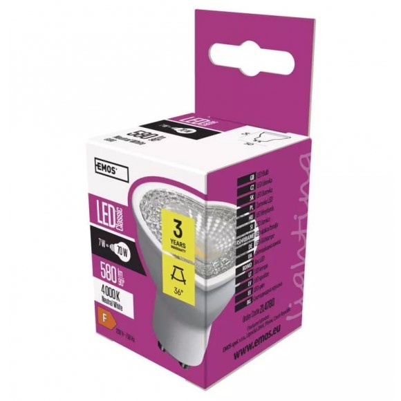 EMOS ZL4780 Premium LED žárovka GU10 | Teplá bílá | 7W