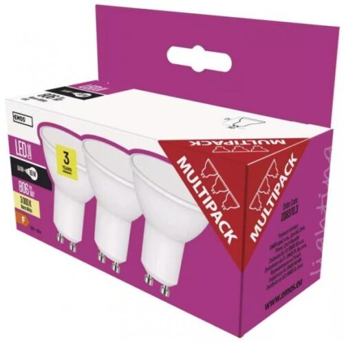 EMOS ZQ8370.3 Classic LED sada žárovek GU10 | Teplá bílá | Bílá | 8,4W