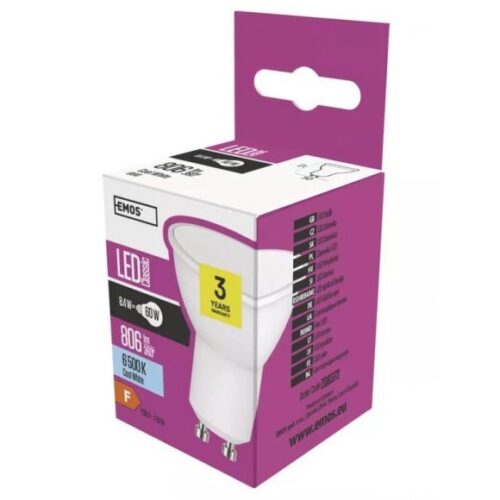 EMOS ZQ8372 Classic LED žárovka GU10 | Studená bílá | Bílá | 8,4W
