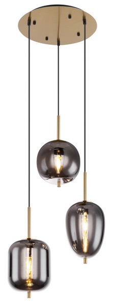 Globo 15345-3MM Lustr | E14 | Barevný kov | Černá | Mosaz | Šedá