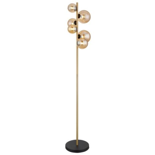 Globo 56135-6S LED stojací lampa | Teplá bílá | Barevný kov | Černá | Mosaz | Žlutá | 6x3W