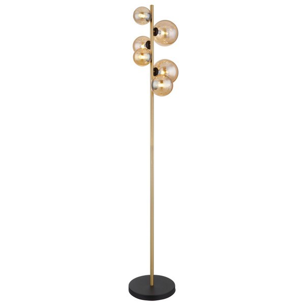 Globo 56135-6S LED stojací lampa | Teplá bílá | Barevný kov | Černá | Mosaz | Žlutá | 6x3W